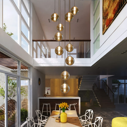 Modern Glass Pendant Light - Adjustable Height Dining Table Chandelier