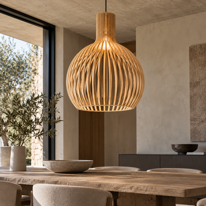 Country Style Wood Cage Hanging Lamp