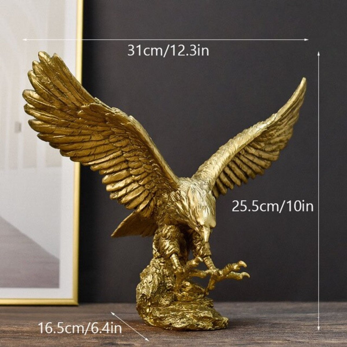 Golden Eagle | Amerikaanse Hars Standbeeld | Falcon Art Animal Model Collection Ornament Home Office Desktop Feng Shui Decor Beeldjes - Act Design Shop