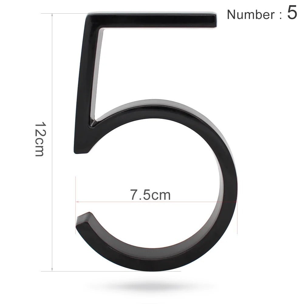 Huisnummerbordje Aluminium - Huisnummer bord zwart - Met ABC 12,5cm - Act Design Shop