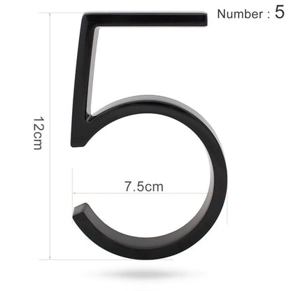 Huisnummerbordje Aluminium - Huisnummer bord zwart - Met ABC 12,5cm - Act Design Shop