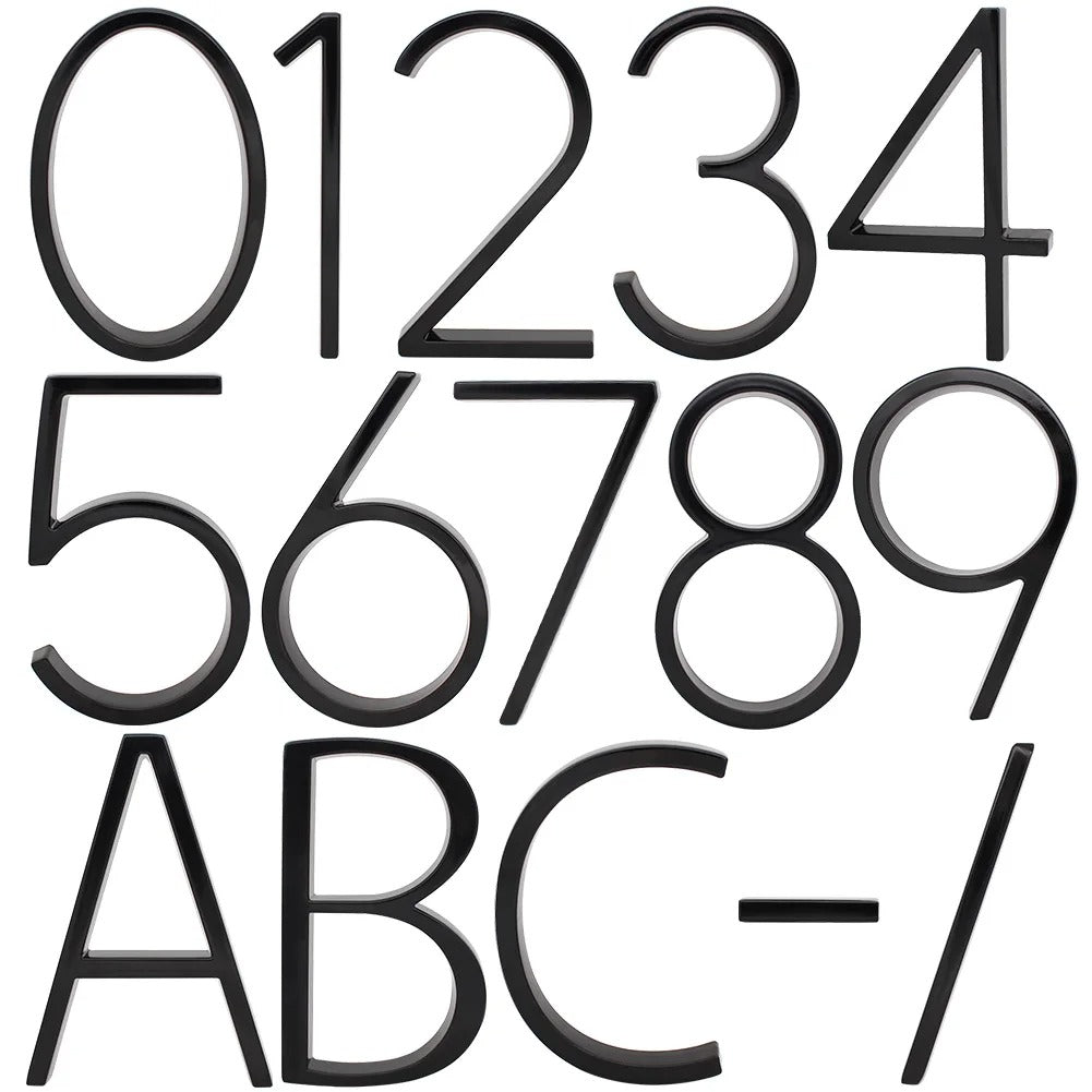 Huisnummerbordje Aluminium - Huisnummer bord zwart - Met ABC 12,5cm - Act Design Shop