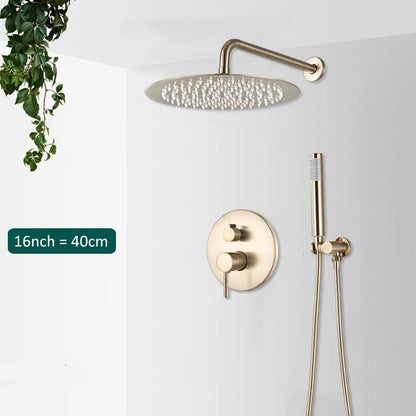 Inbouw Regendouche Set Met Handdouche - Messing Douchekraan Geborsteld goud