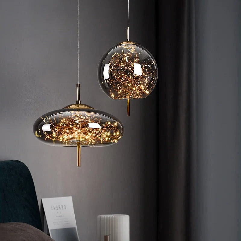 Modern LED Glass Pendant Ceiling Light – Stylish Metal Design