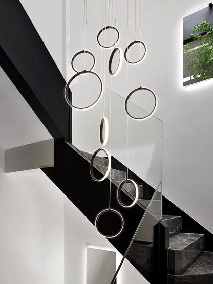 Stairwell Chandelier Crystal Ring - Modern for Staircase & High Ceilings