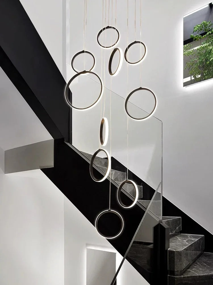Stairwell Chandelier Crystal Ring - Modern for Staircase & High Ceilings