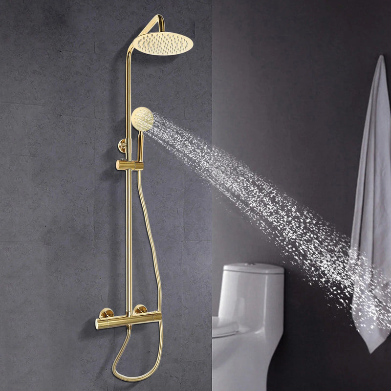 Luxe messing gouden Regenval douche set met Thermostatische Mengkraan