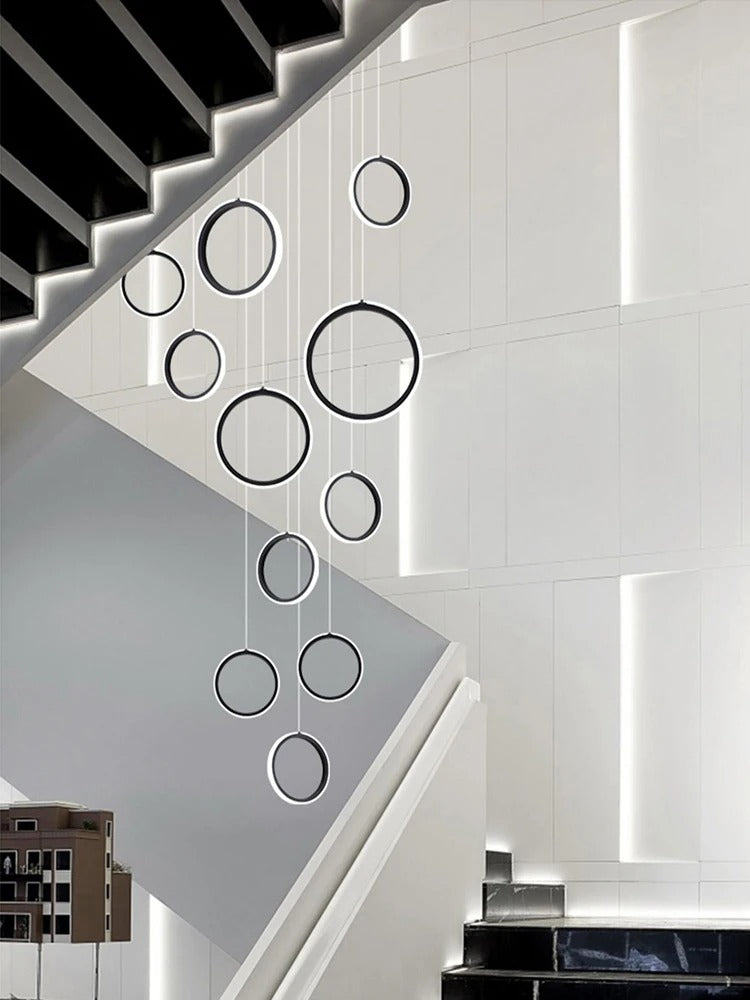 Stairwell Chandelier Crystal Ring - Modern for Staircase & High Ceilings