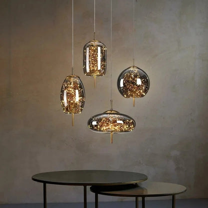 Modern LED Glass Pendant Ceiling Light – Stylish Metal Design