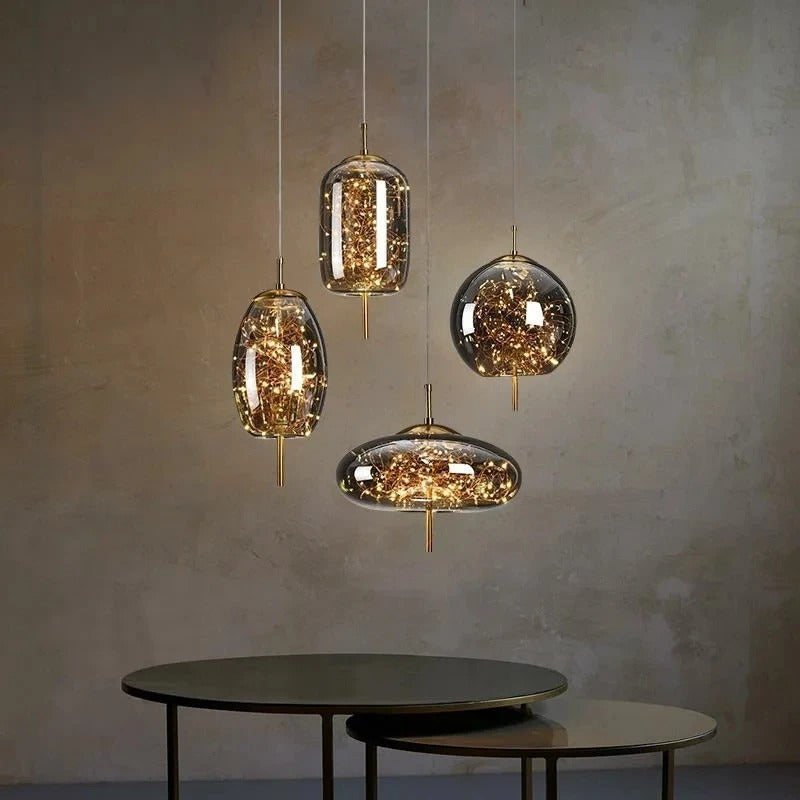 Modern LED Glass Pendant Ceiling Light – Stylish Metal Design