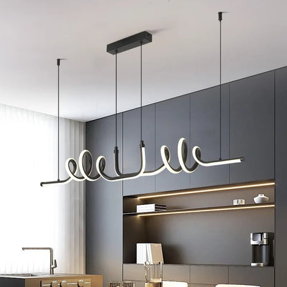Modern Black LED Pendant Light – Minimalist Design for Dining Room and Living Room