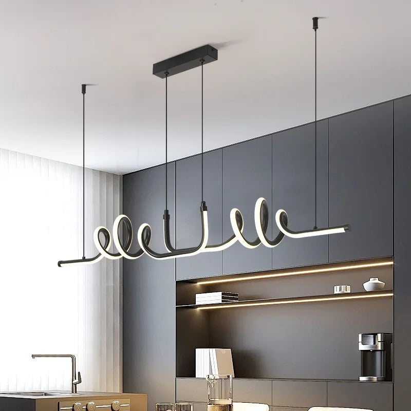 Modern Black LED Pendant Light – Minimalist Design for Dining Room and Living Room