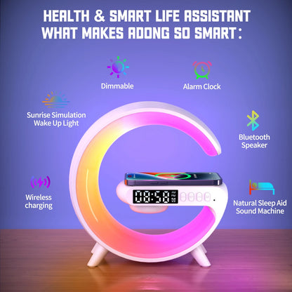 All-in-One Wireless Charger with Speaker, LED + Clock