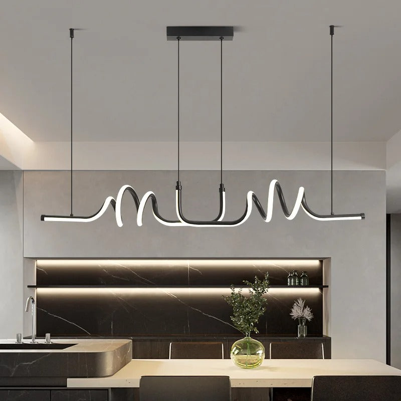 Modern Black LED Pendant Light – Minimalist Design for Dining Room and Living Room