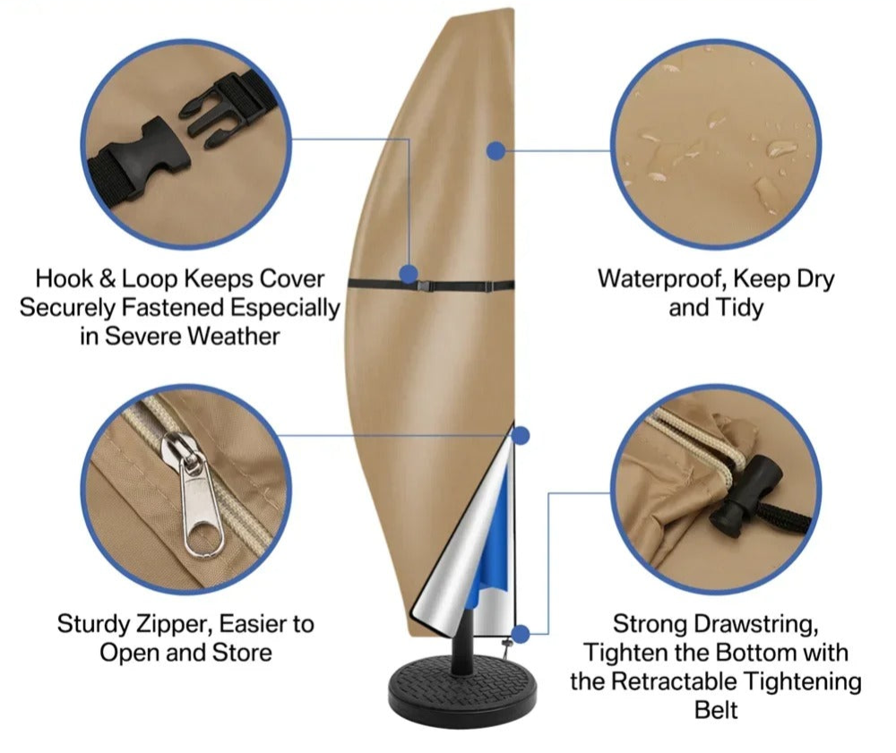 Durable Parasol Covers – Waterproof with Zipper and Drawstring