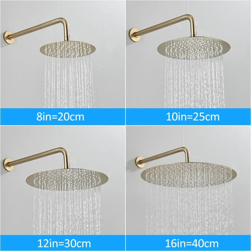 Inbouw Regendouche Set Met Handdouche - Messing Douchekraan Geborsteld goud