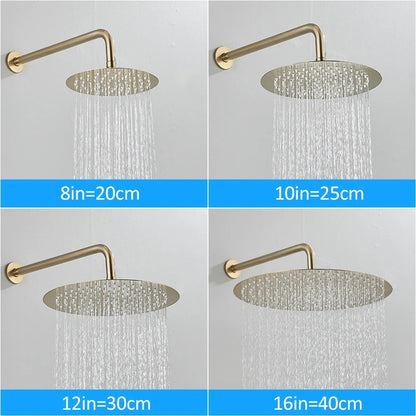 Inbouw Regendouche Set Met Handdouche - Messing Douchekraan Geborsteld goud