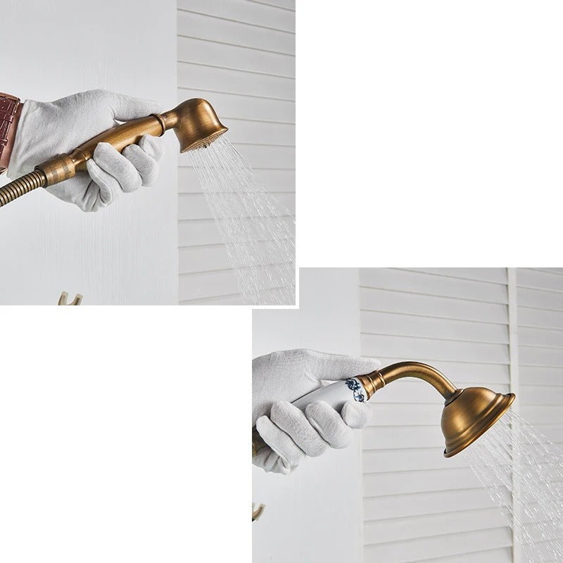 Antique Brass Dual-Handle Floor Stand Faucet – Classic & Functional