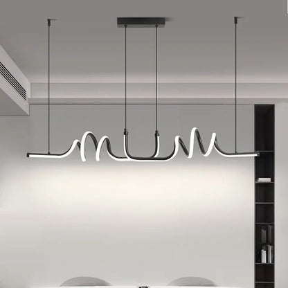 Modern Black LED Pendant Light – Minimalist Design for Dining Room and Living Room