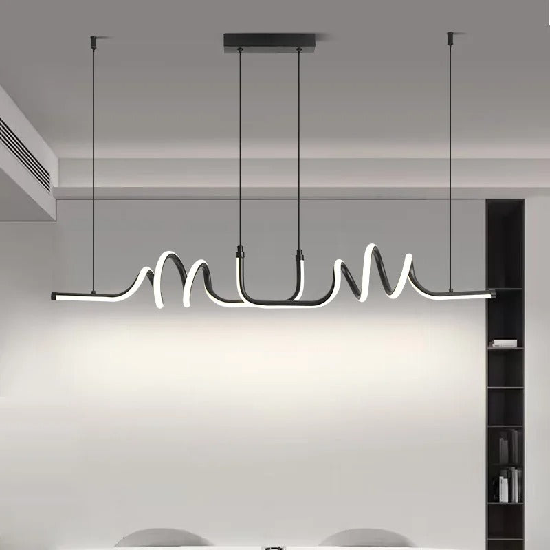 Modern Black LED Pendant Light – Minimalist Design for Dining Room and Living Room