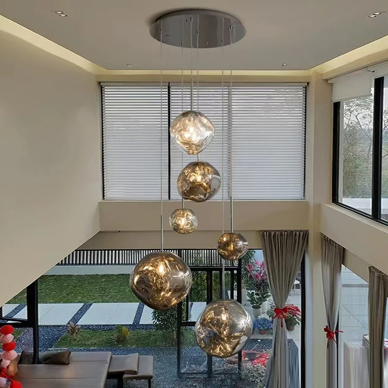 Scandinavian Molded Glass Globe Pendant Light