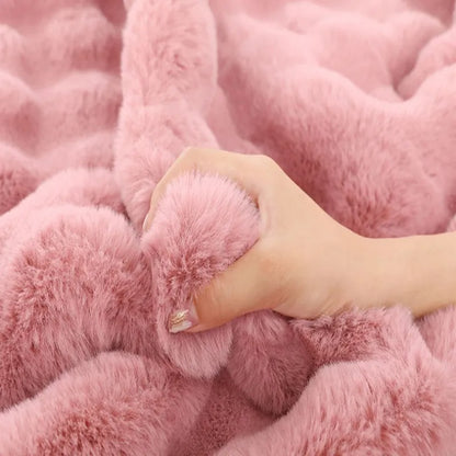 Luxury Faux Rabbit Fur Rectangular Rug