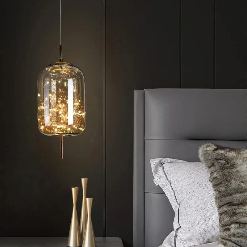 Modern LED Glass Pendant Ceiling Light – Stylish Metal Design