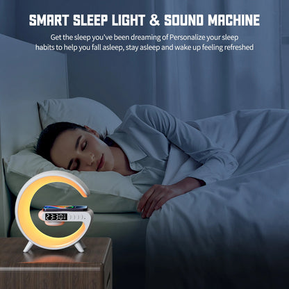 All-in-One Wireless Charger with Speaker, LED + Clock