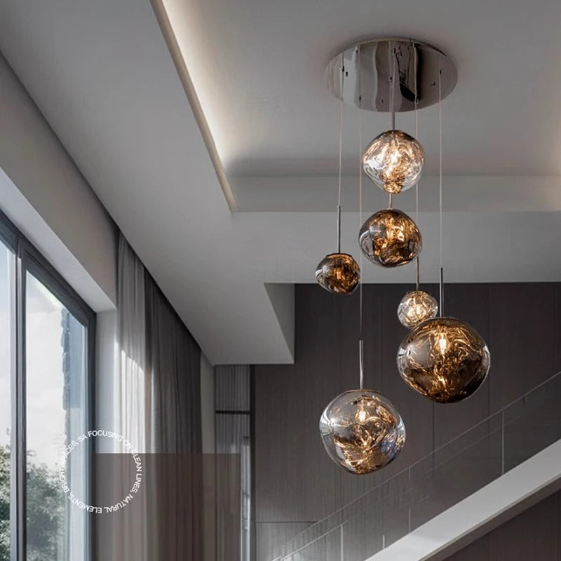 Scandinavian Molded Glass Globe Pendant Light