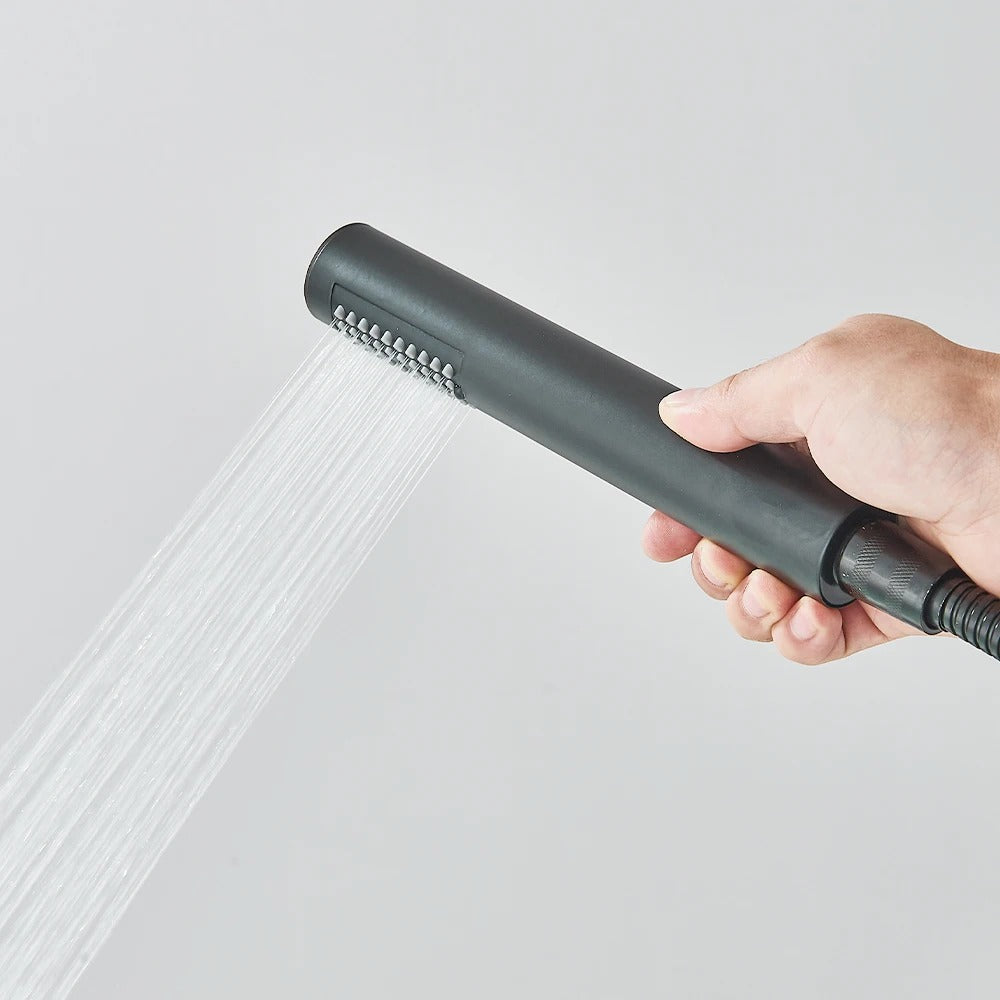 Floor Standing Bathtub Faucet - Single Handle Mixer with 360° Swivel Spout & Hand Shower