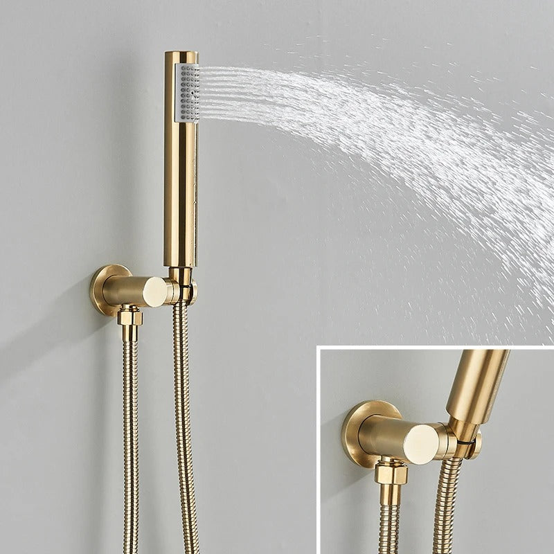 Inbouw Regendouche Set Met Handdouche - Messing Douchekraan Geborsteld goud