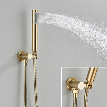 Inbouw Regendouche Set Met Handdouche - Messing Douchekraan Geborsteld goud