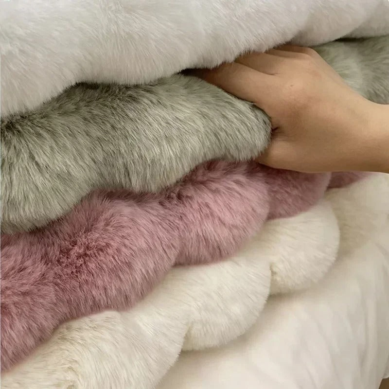 Luxury Faux Rabbit Fur Rectangular Rug