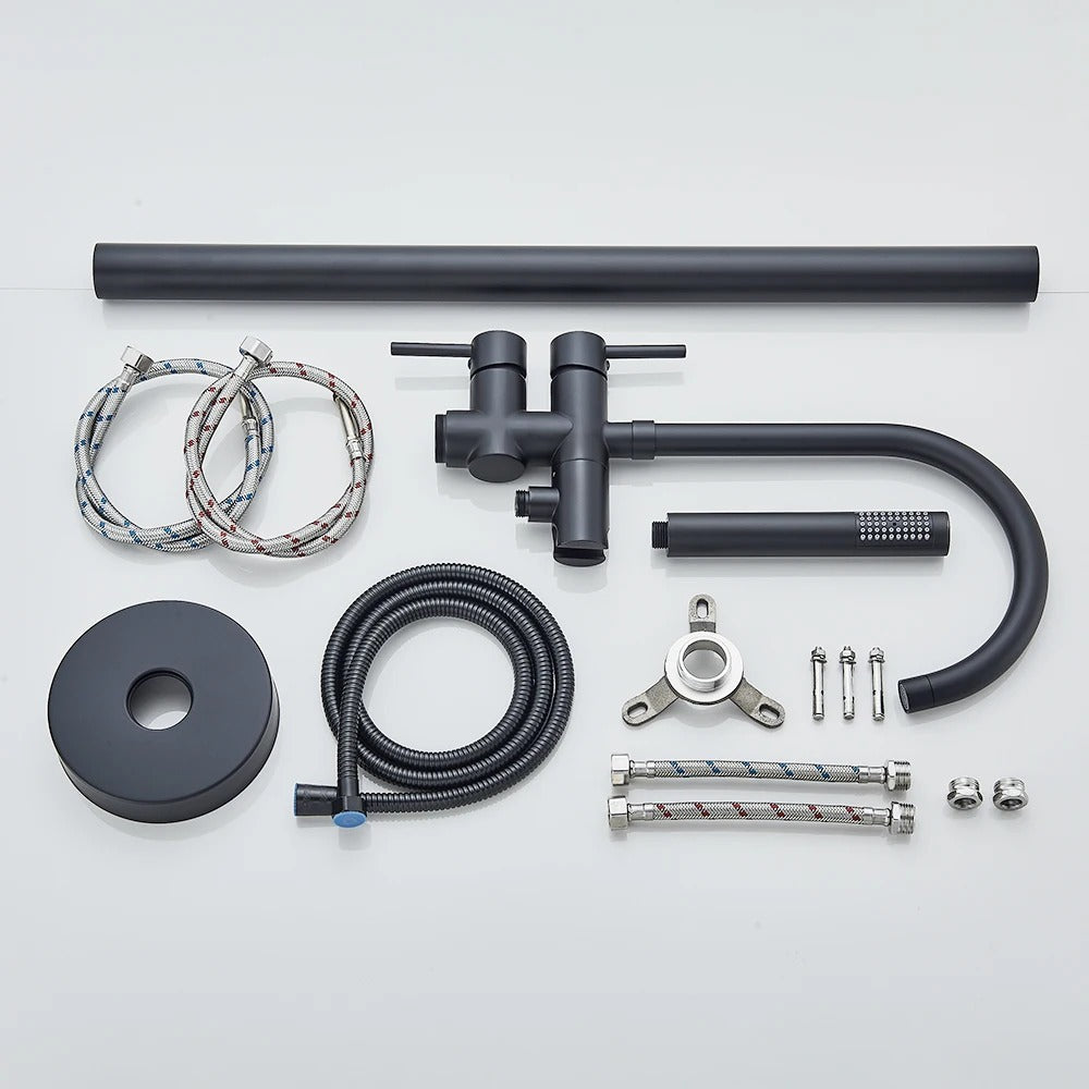 Floor Standing Bathtub Faucet - Single Handle Mixer with 360° Swivel Spout & Hand Shower