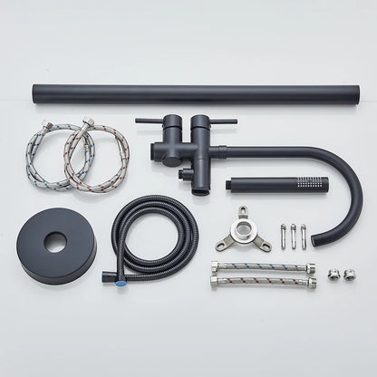 Floor Standing Bathtub Faucet - Single Handle Mixer with 360° Swivel Spout & Hand Shower