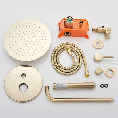 Inbouw Regendouche Set Met Handdouche - Messing Douchekraan Geborsteld goud