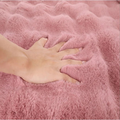 Luxury Faux Rabbit Fur Rectangular Rug