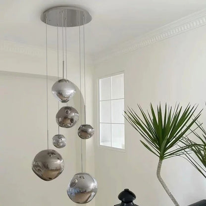 Scandinavian Molded Glass Globe Pendant Light