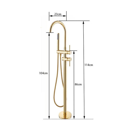 Floor Standing Bathtub Faucet - Single Handle Mixer with 360° Swivel Spout & Hand Shower