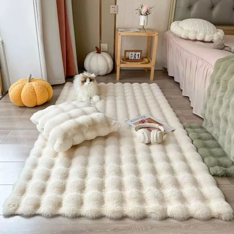 Luxury Faux Rabbit Fur Rectangular Rug