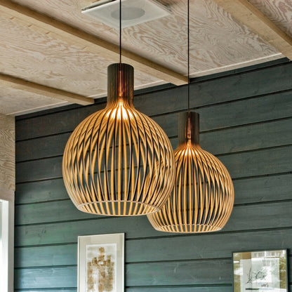Country Style Wood Cage Hanging Lamp