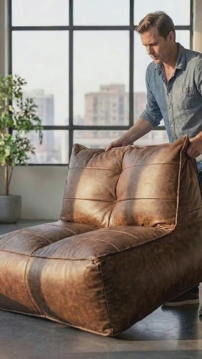 Fauteuil Beanbag Rib Modern Retro-Leder