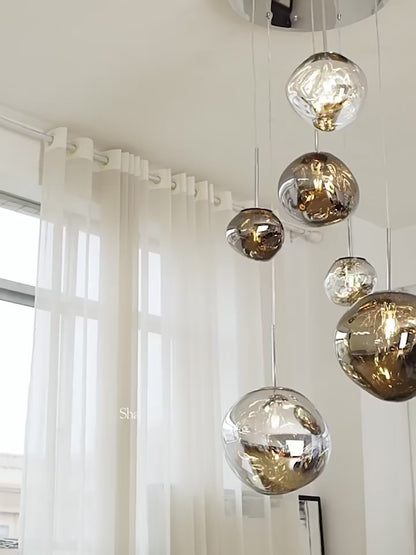 Scandinavian Molded Glass Globe Pendant Light