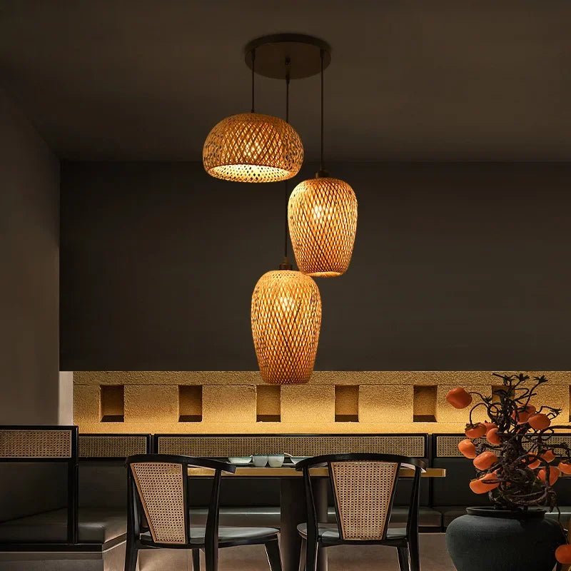 Rattan Pendant Lamp Set of 3 - Made of Bamboo - Act Design Shop