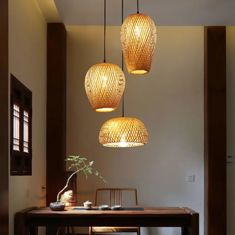 Rieten hanglampen woonkamer keuken badkamer hal entree - Act Design Shop