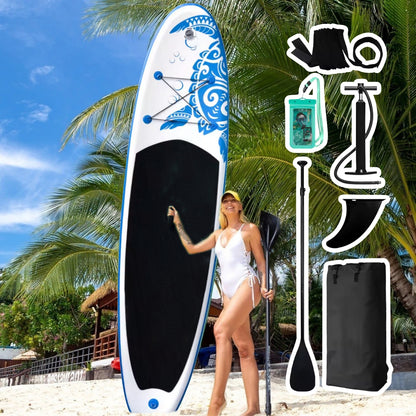 Inflatable SUP board with premium accessories and carrying strap