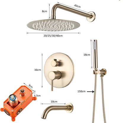Inbouw Regendouche Set Met Handdouche - Messing Douchekraan Geborsteld goud