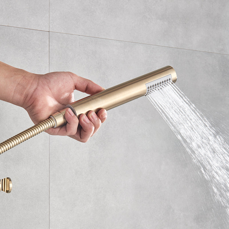 Inbouw Regendouche Set Met Handdouche - Messing Douchekraan Geborsteld goud