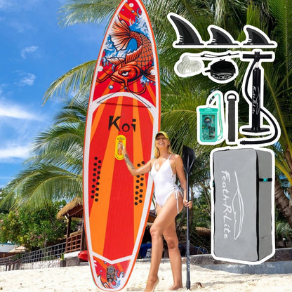 Inflatable SUP board with premium accessories and carrying strap