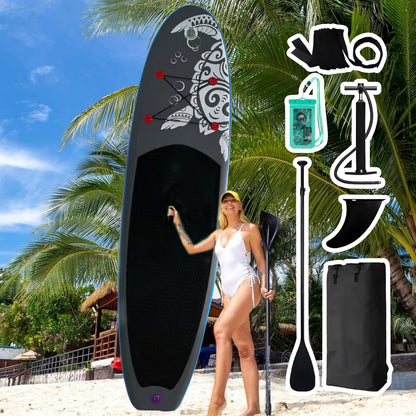Inflatable SUP board with premium accessories and carrying strap